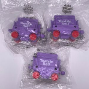 3 Pieces Carls Jr. 1996 100th Anniversary Tootsie Roll Train Purple Coal Car MIP